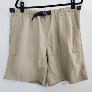 Patagonia Shorts Mens Large Tan Nylon Hiking Fishing Hybrid Outdoor Gorp Logo